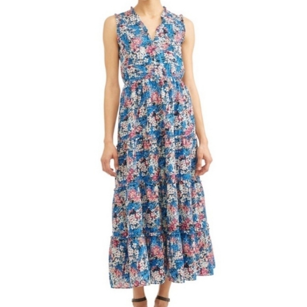 Elizabeth And James Textile Meg Floral Tier Maxi Dress M